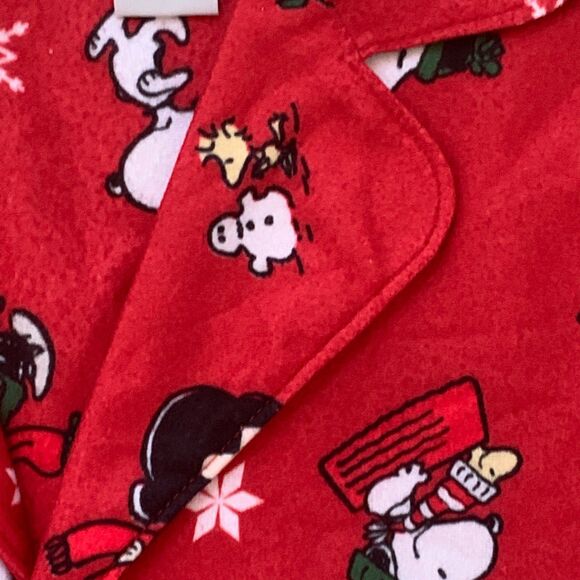 Peanuts Pajama Shirt Mens LG Snoopy Charlie Brown V-Neck Flannel Long Sleeves - Picture 5 of 12